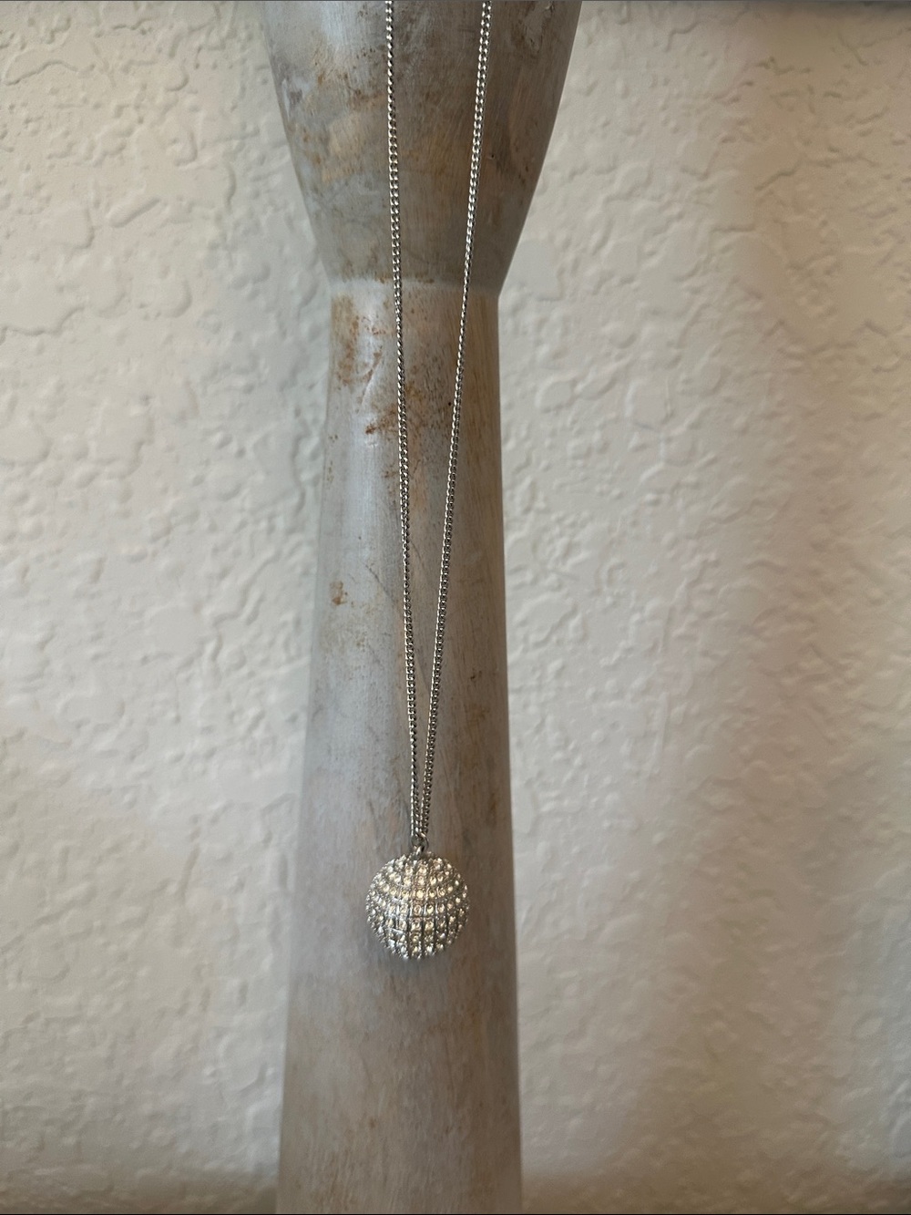 Ann Taylor Silver Crystal Orb Pendant Necklace